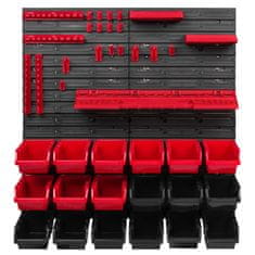 botle Stenska plošča za orodje 77 x 78 cm z 18 kos Škatla viseče Rdeča in Črna škatle plastika