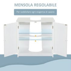 HOMCOM HOMCOM MDF omarica pod umivalnik, bela kopalniška omarica z dvema vratoma (60x30x60cm)