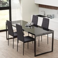HOMCOM HOMCOM Komplet 4 oblazinjenih stolov za jedilnico ali dnevno sobo, moderni kuhinjski stoli, kovina in tkanina, siva barva