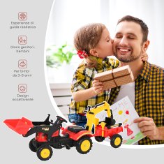 HOMCOM igrača pedalni bager, otroški bager z lopato in volanom, 179x42x59cm,
večbarvna