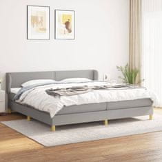 Greatstore Box spring postelja z vzmetnico svetlo siva 200x200 cm blago