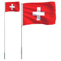 Greatstore Zastava Švice in drog 5,55 m aluminij